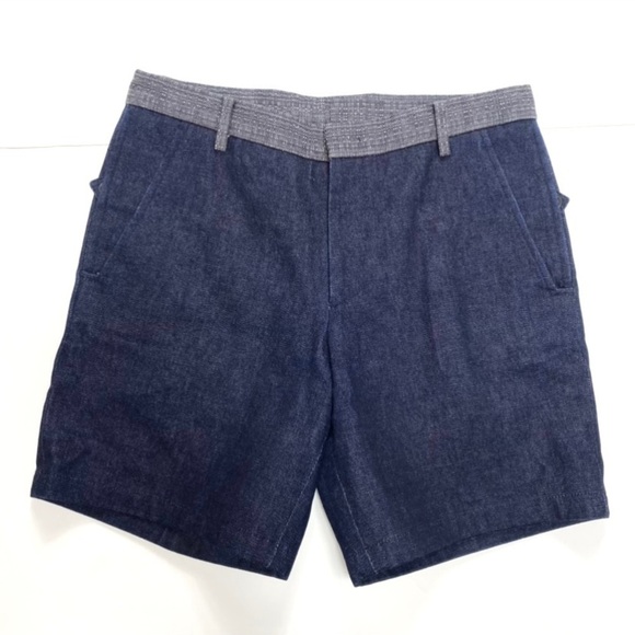 WOOYOUNGMI Denim Shorts in Dark Indigo Blue - Picture 2 of 8